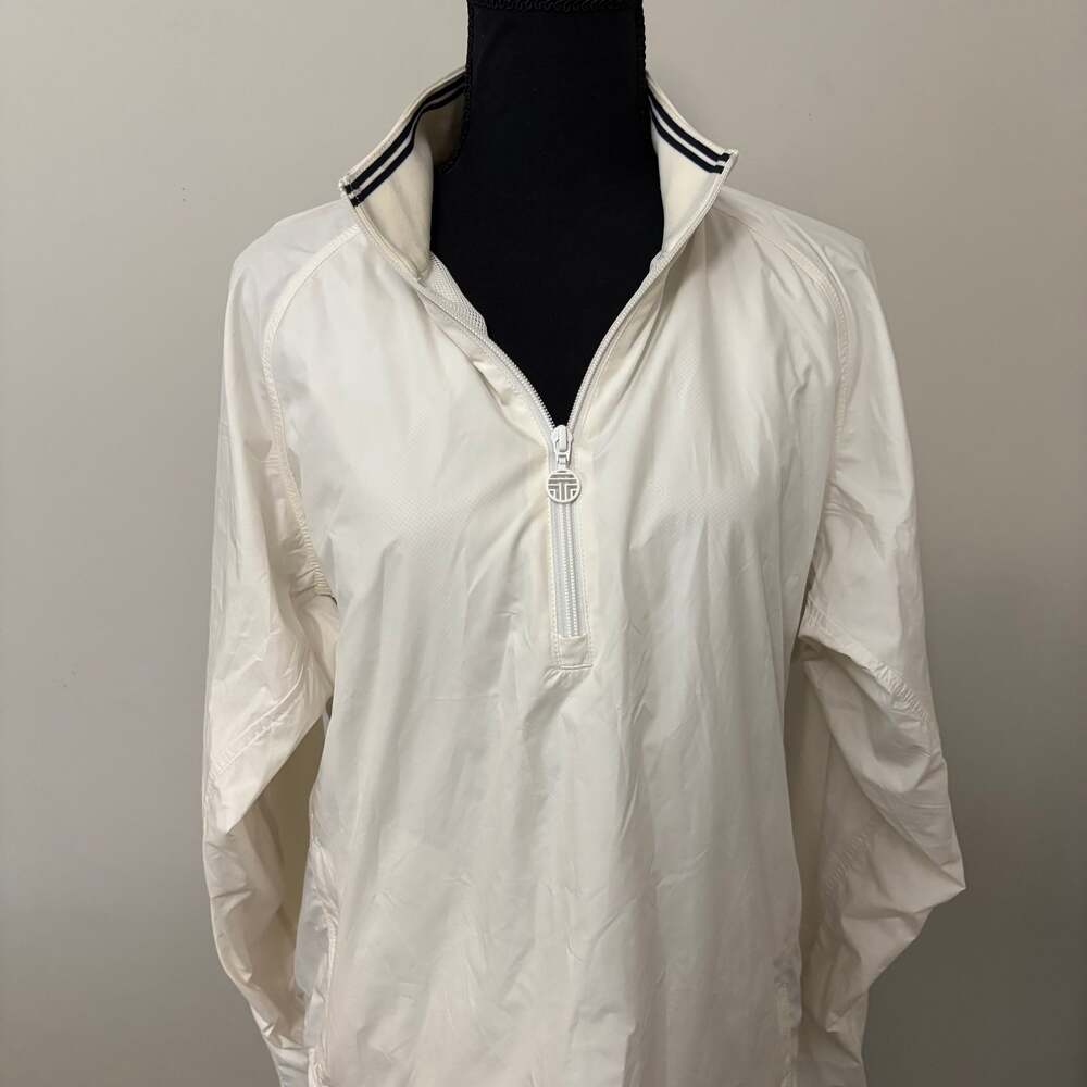 Tory Burch Sport Women's Half-Zip Ivory Windbreaker Long Sleeve Style 51213